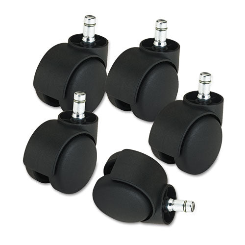 Deluxe Futura Casters, Flush Mount, Grip Ring Type B And Type K Stems, 2.19" Soft Polyurethane Wheel, Matte Black, 5/set