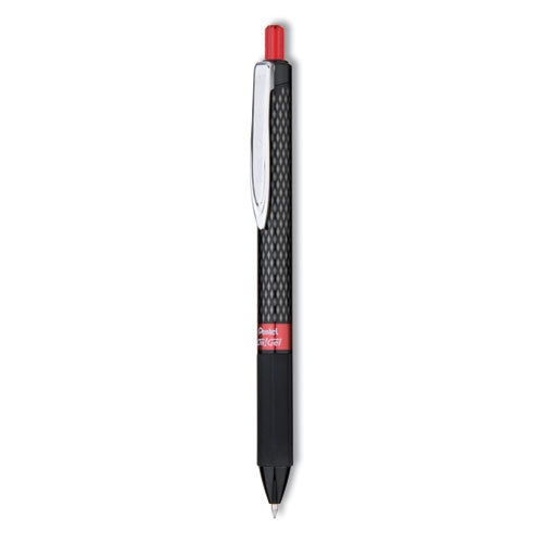 Oh! Gel Pen, Retractable, Medium 0.7 Mm, Red Ink, Black Barrel, Dozen