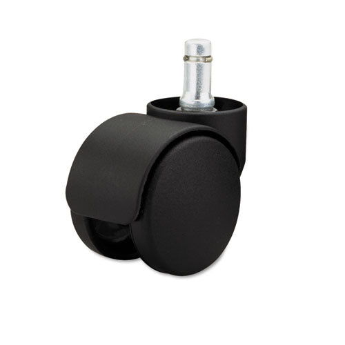 Deluxe Duet Casters, Grip Ring Type B And Type K Stems, 2" Soft Polyurethane Wheel, Matte Black, 5/set