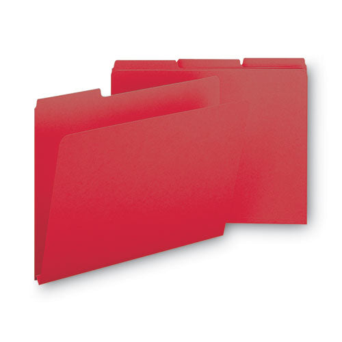 Expanding Recycled Heavy Pressboard Folders, 1/3-cut Tabs: Assorted, Letter Size, 1" Expansion, Bright Red, 25/box