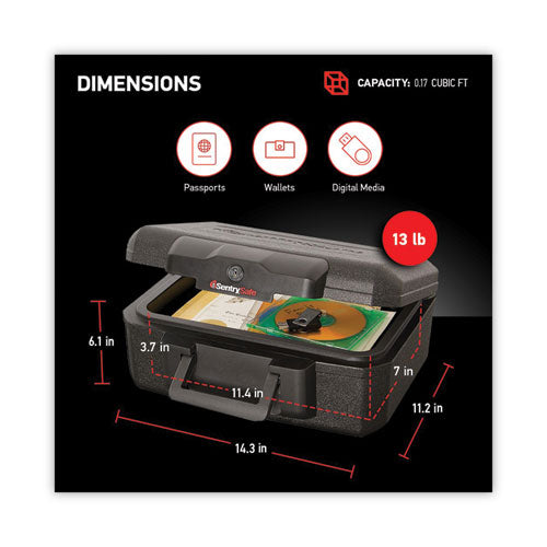 1200 Series Fire Chest, 0.18 Cu Ft, 14.3w X 11.2d X 6.1h, Black