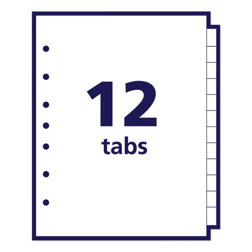 Preprinted Tab Dividers, 12-tab, A To Z, 8.5 X 5.5, White, 1 Set