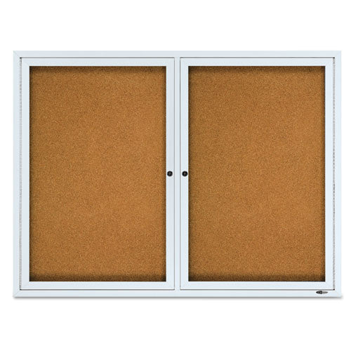Enclosed Cork Bulletin Board, Cork/fiberboard, 48 X 36, Silver Aluminum Frame