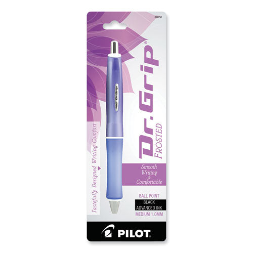 Dr. Grip Frosted Advanced Ink Ballpoint Pen, Retractable, Medium 1 Mm, Black Ink, Purple Barrel