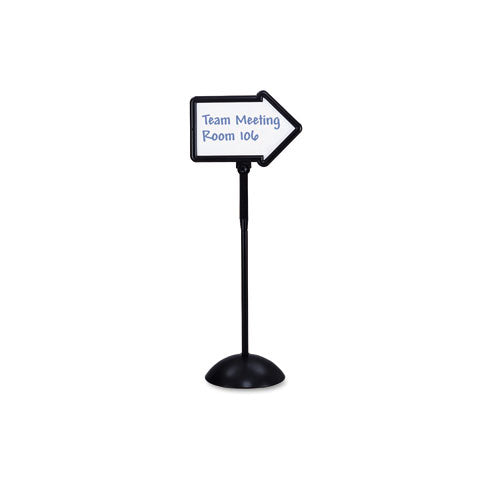 Writeway Double-sided Magnetic Dry Erase Standing Message Sign, Arrow, 64.25" Tall Black Stand, 25.5 X 17.75 White Face