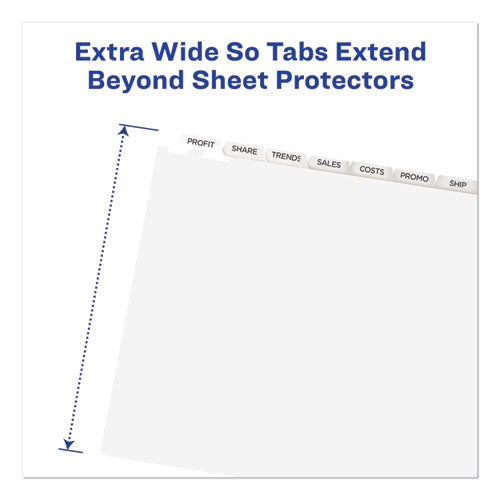 Print And Apply Index Maker Clear Label Dividers, Extra Wide Tabs, 8-tab, 11.25 X 9.25, White, 5 Sets
