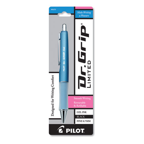 Dr. Grip Limited Gel Pen, Retractable, Fine 0.7 Mm, Black Ink, Platinum Barrel