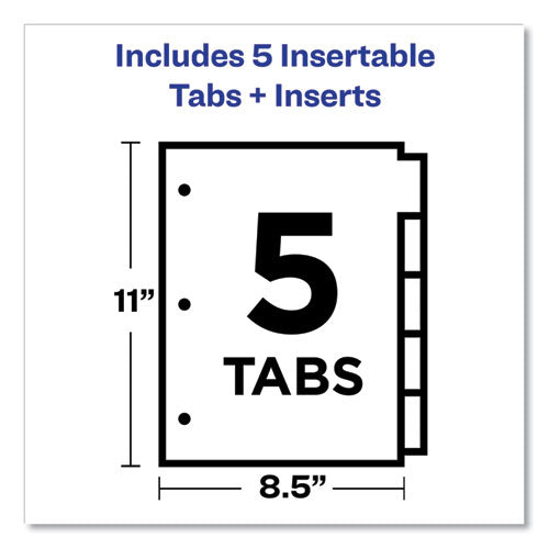 Plastic Insertable Dividers, 5-tab, 11 X 8.5, Assorted Tabs, 1 Set