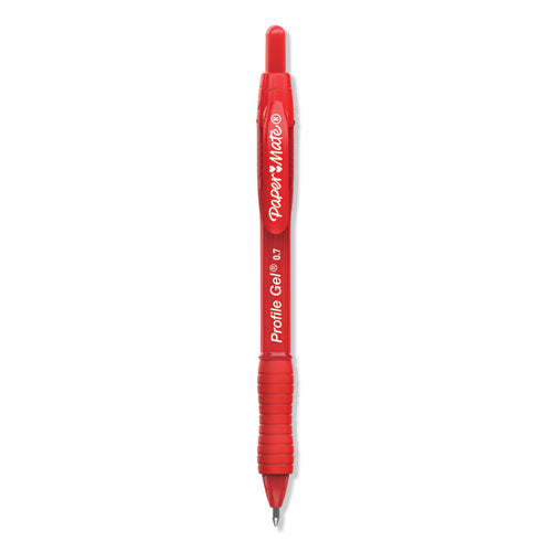 Profile Gel Pen, Retractable, Medium 0.7 Mm, Red Ink, Translucent Red Barrel, Dozen