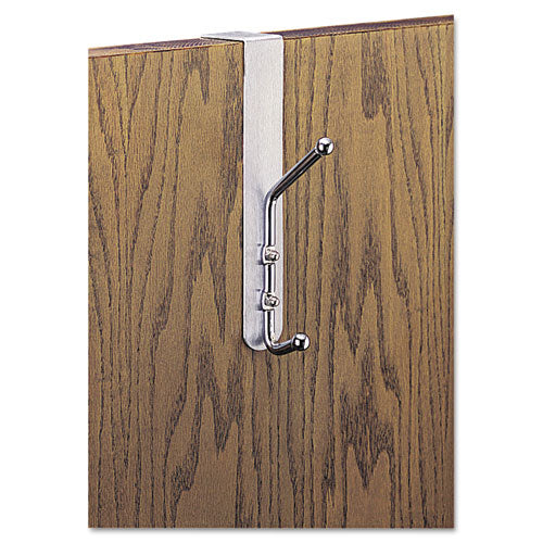 Over-the-panel Double-garment Hook, Satin Aluminum/chrome