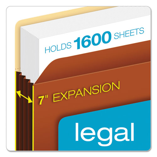 Heavy-duty File Pockets, 7" Expansion, Legal Size, Redrope, 5/box