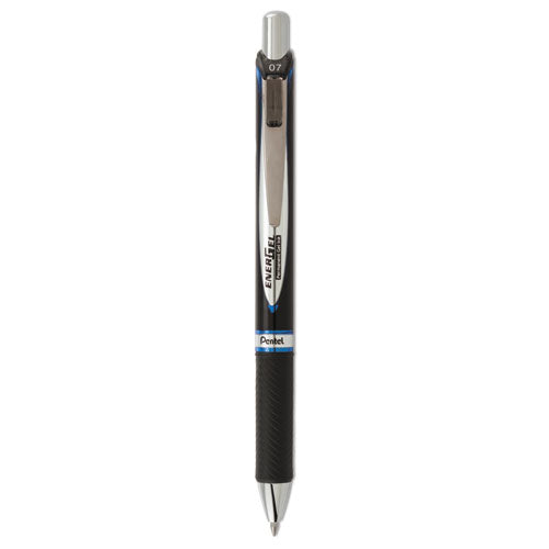 Energel Pro Permanent Ink Gel Pen, Retractable, Medium 0.7 Mm, Blue Ink, Black Barrel