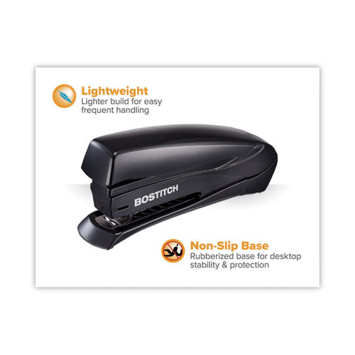 Inspire Spring-powered Full-strip Stapler, 20-sheet Capacity, Black