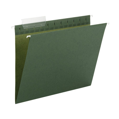 Tuff Hanging Folders With Easy Slide Tab, Letter Size, 1/3-cut Tabs, Standard Green, 20/box