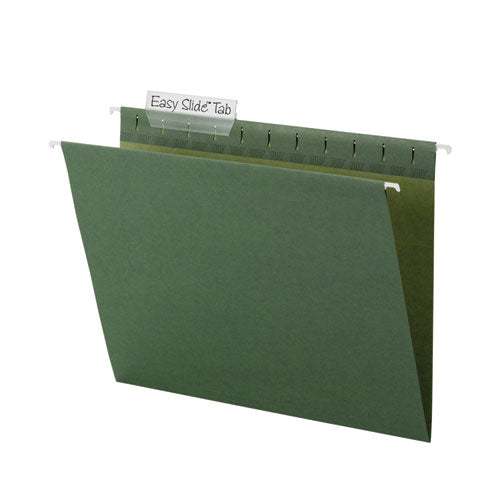 Tuff Hanging Folders With Easy Slide Tab, Letter Size, 1/3-cut Tabs, Standard Green, 20/box