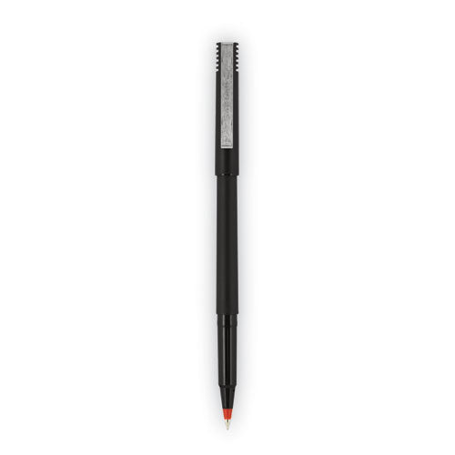 Roller Ball Pen, Stick, Fine 0.7 Mm, Red Ink, Black Matte Barrel, Dozen