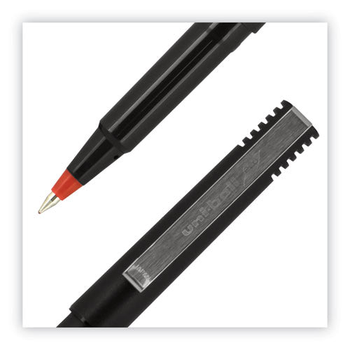 Roller Ball Pen, Stick, Fine 0.7 Mm, Red Ink, Black Matte Barrel, Dozen