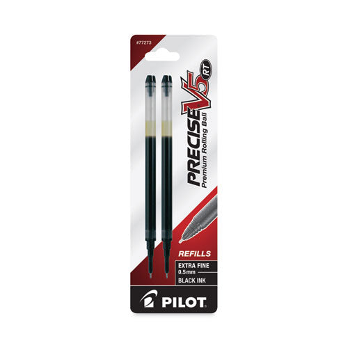 Refill For Pilot Precise V5 Rt Rolling Ball, Extra-fine Conical Tip, Black Ink, 2/pack