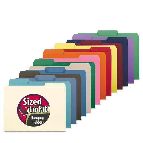 Interior File Folders, 1/3-cut Tabs: Assorted, Letter Size, 0.75" Expansion, Purple, 100/box
