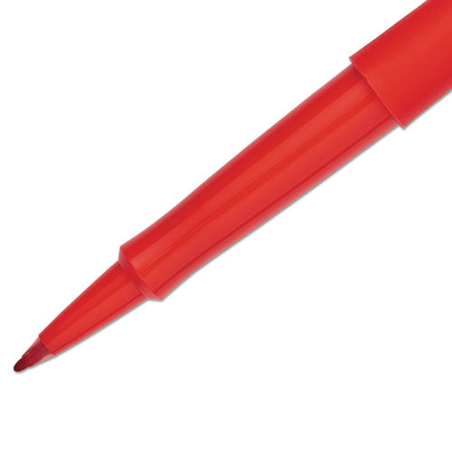 Point Guard Flair Felt Tip Porous Point Pen, Stick, Medium 0.7 Mm, Red Ink, Red Barrel, Dozen