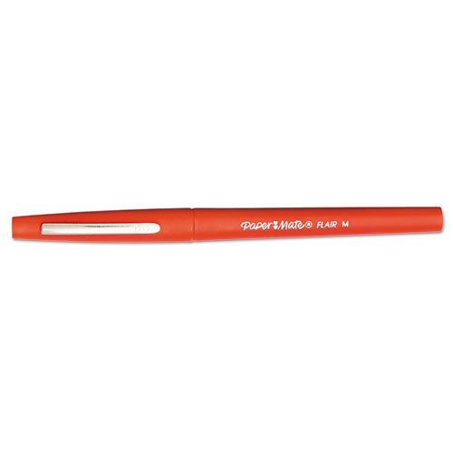 Point Guard Flair Felt Tip Porous Point Pen, Stick, Medium 0.7 Mm, Red Ink, Red Barrel, Dozen