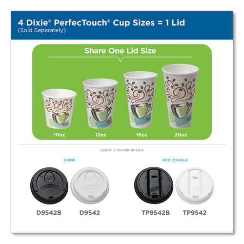 Perfectouch Paper Hot Cups, 12 Oz, Coffee Haze Design, Individually Wrapped, 1,000/carton