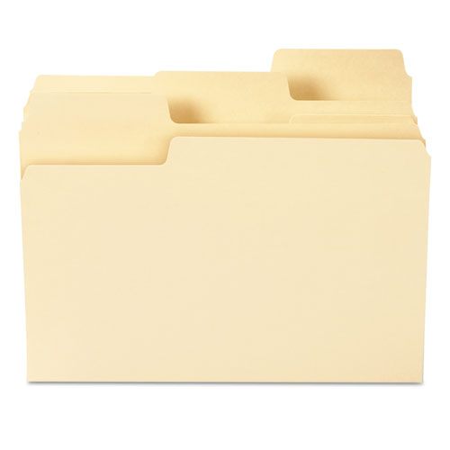 Supertab Top Tab File Folders, 1/3-cut Tabs: Assorted, Letter Size, 0.75" Expansion, 14-pt Manila, 50/box