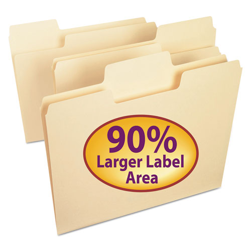 Supertab Top Tab File Folders, 1/3-cut Tabs: Assorted, Letter Size, 0.75" Expansion, 14-pt Manila, 50/box