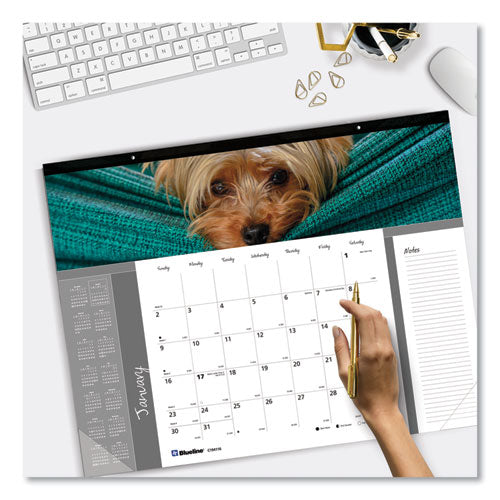 Pets Collection Monthly Desk Pad, Puppies Photography, 22 X 17, Black Binding, Clear Corners, 12-month (jan To Dec): 2023