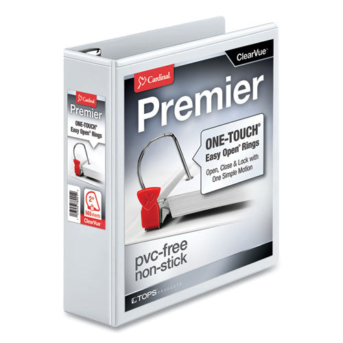 Premier Easy Open Clearvue Locking Slant-d Ring Binder, 3 Rings, 2" Capacity, 11 X 8.5, White