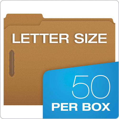 Kraft Fastener Folders, 1/3-cut Tabs, 2 Fasteners, Letter Size, Kraft Exterior, 50/box