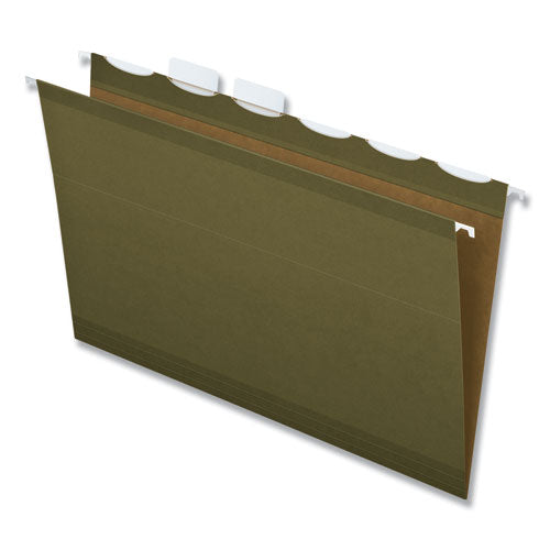 Ready-tab Reinforced Hanging File Folders, Letter Size, 1/5-cut Tabs, Standard Green, 25/box