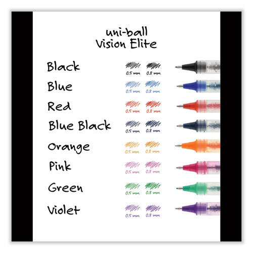 Vision Elite Roller Ball Pen, Stick, Extra-fine 0.5 Mm, Black Ink, Black Barrel