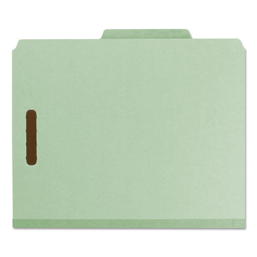 Recycled Pressboard Classification Folders, 2" Expansion, 2 Dividers, 6 Fasteners, Letter Size, Green Exterior, 10/box