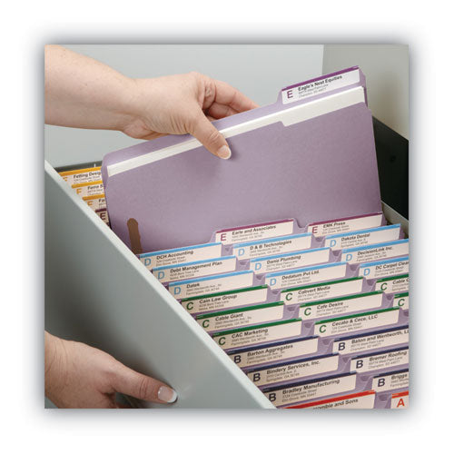 Top Tab Colored Fastener Folders, 0.75" Expansion, 2 Fasteners, Letter Size, Lavender Exterior, 50/box