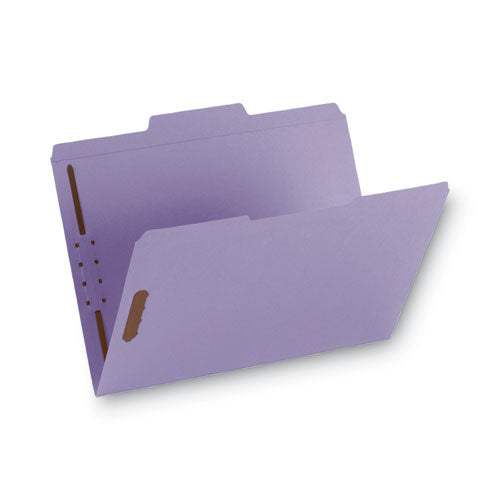 Top Tab Colored Fastener Folders, 0.75" Expansion, 2 Fasteners, Letter Size, Lavender Exterior, 50/box