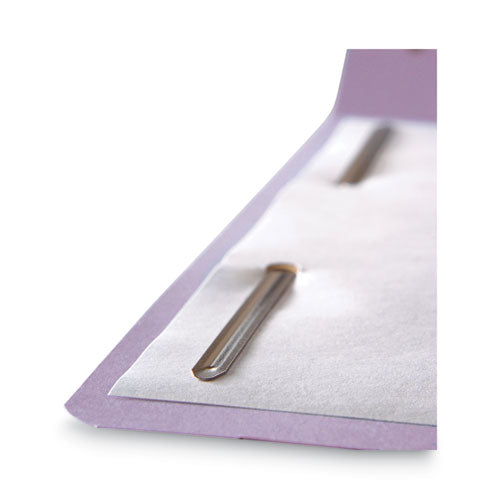 Top Tab Colored Fastener Folders, 0.75" Expansion, 2 Fasteners, Letter Size, Lavender Exterior, 50/box