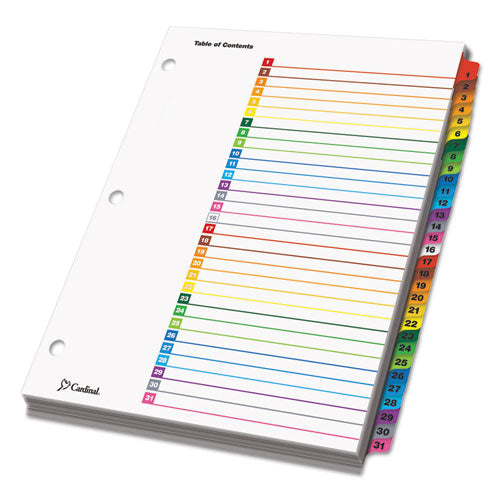 Onestep Printable Table Of Contents And Dividers, 31-tab, 1 To 31, 11 X 8.5, White, Assorted Tabs, 1 Set