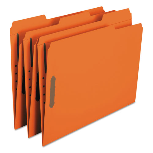 Top Tab Colored Fastener Folders, 0.75" Expansion, 2 Fasteners, Letter Size, Orange Exterior, 50/box
