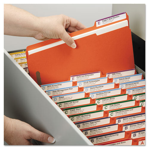 Top Tab Colored Fastener Folders, 0.75" Expansion, 2 Fasteners, Letter Size, Orange Exterior, 50/box