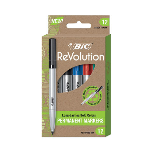 Revolution Permanent Markers, Fine Bullet Tip, Assorted Colors, Dozen