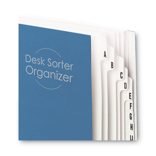 Deluxe Expandable Indexed Desk File/sorter, Reinforced Tabs, 20 Dividers, Alpha Index, Letter Size, Dark Blue Cover