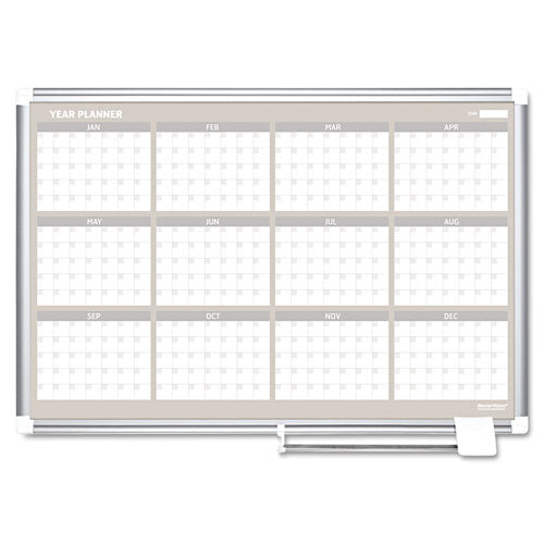 Magnetic Dry Erase Calendar Board, Four Month, 48 X 36, White Surface, Silver Aluminum Frame