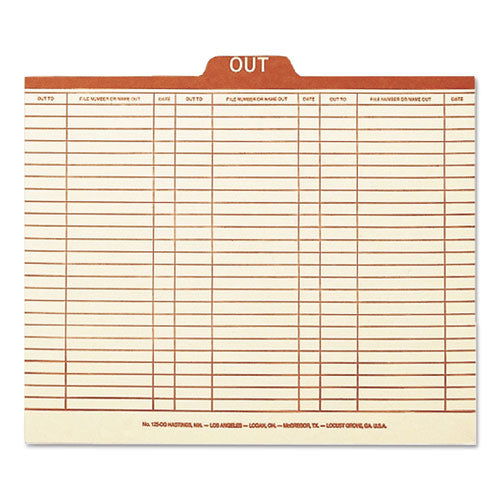Manila Out Guides, Printed Form Style, 1/5-cut Top Tab, Out, 8.5 X 11, Manila, 100/box
