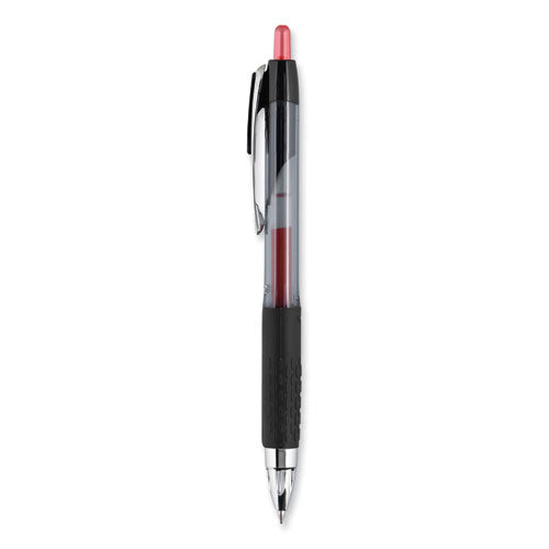 Signo 207 Gel Pen, Retractable, Medium 0.7 Mm, Red Ink, Smoke/black/red Barrel, Dozen