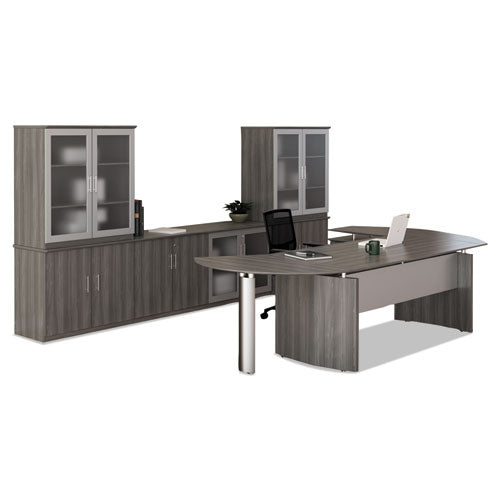 Medina Series Laminate Curved Desk Base, 72" X 36" X 29.5", Gray Steel