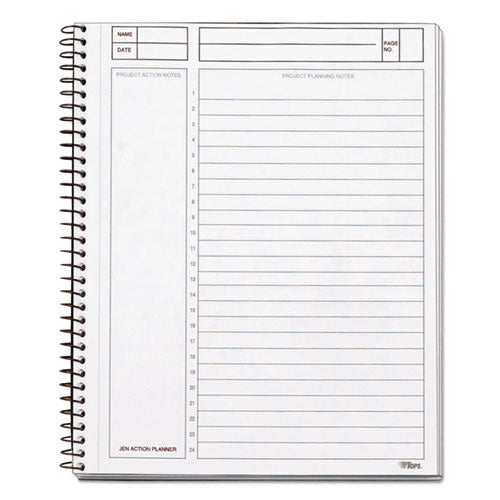 Jen Action Planner, 1-subject, Narrow Rule, Black Cover, (84) 8.5 X 6.75 Sheets