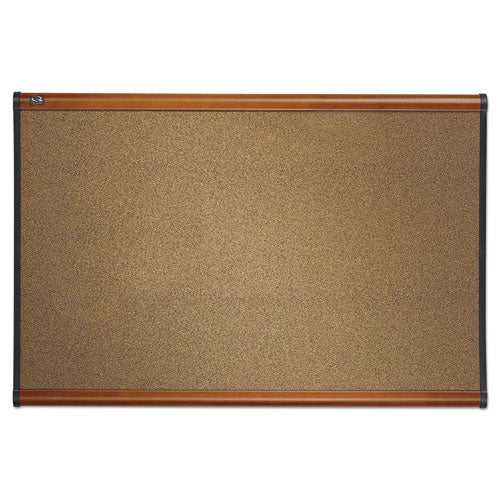 Prestige Colored Cork Bulletin Board, 48 X 36, Brown Surface, Light Cherry Fiberboard/plastic Frame