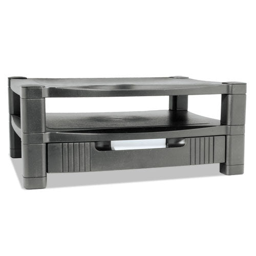 Monitor Stand With Drawer, 17" X 13.25" X 3" To 6.5", Black, Supports 50 Lbs