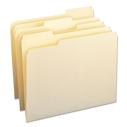 Manila File Folders, 1/2-cut Tabs: Assorted, Legal Size, 0.75" Expansion, Manila, 100/box